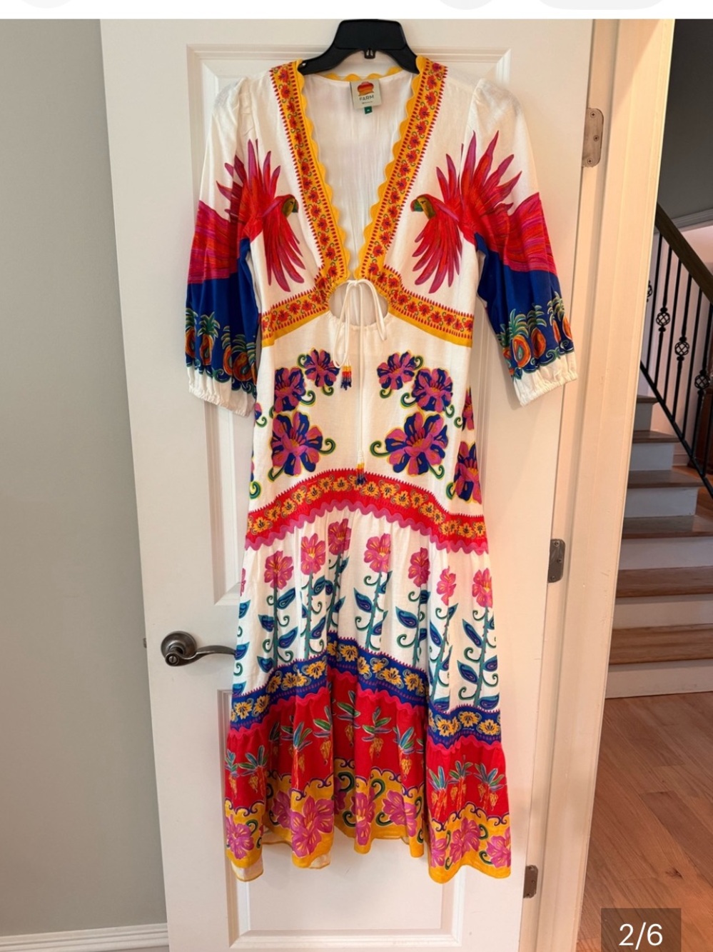 FARM Rio White Maxi Dress with Multicolor Floral Embroidery - Picture 3 of 5